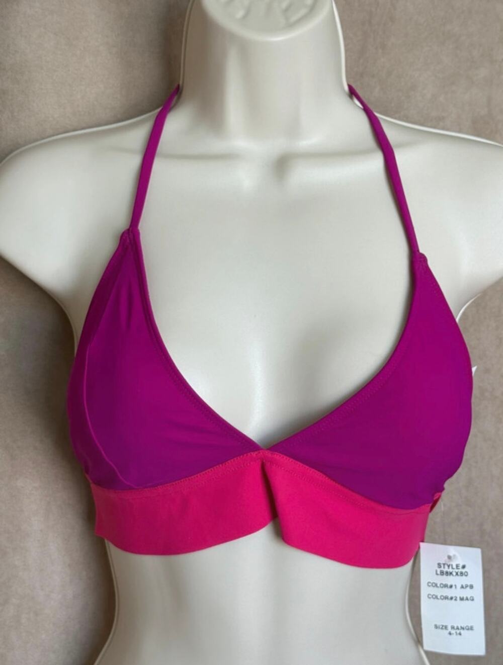 La Blanca pink and purple Halter Bikini Top 6 NWT